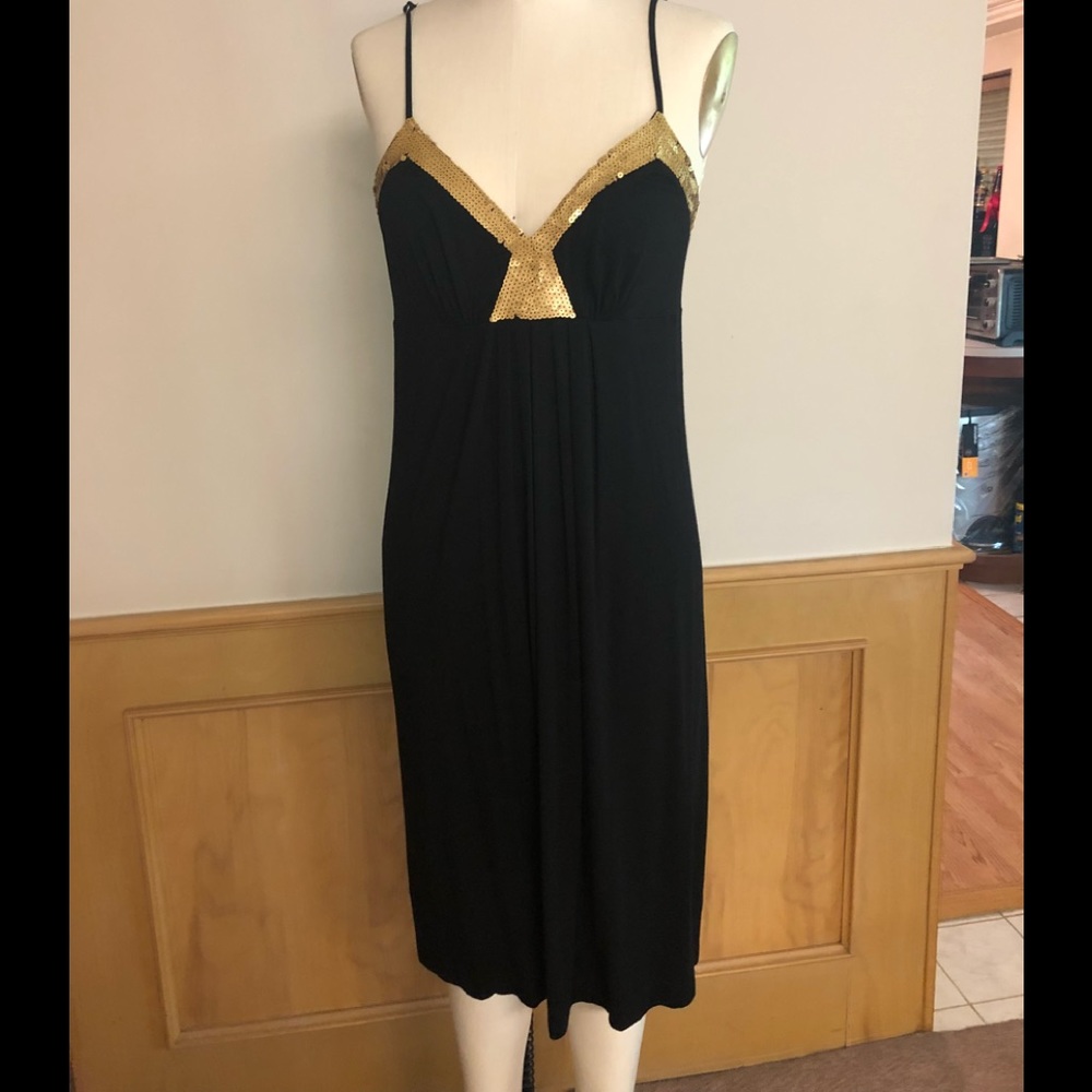 Bcbg black spaghetti strap cotton mini dress